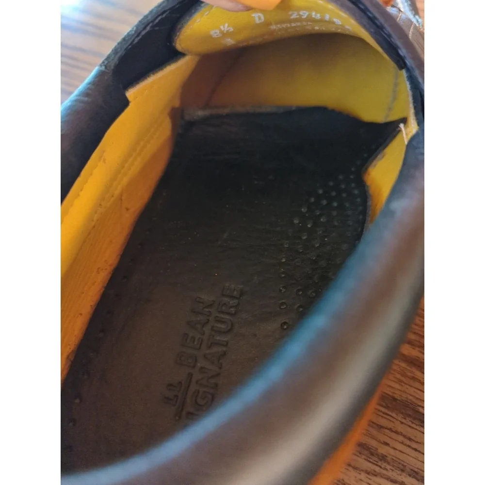 LL‎ Bean Signature Boat Shoes Men's Size 8.5 D Dark Blue Navy Lace-up Leather
